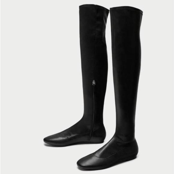 NWT Women’s Zara over knee black flat boot - Picture 5 of 8